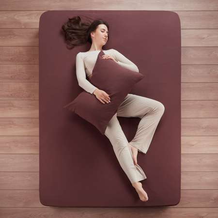 Простыня на резинке 180х200 см Mrs.Stretch Mr.Jersy натяжная трикотажная цвет шоколадный