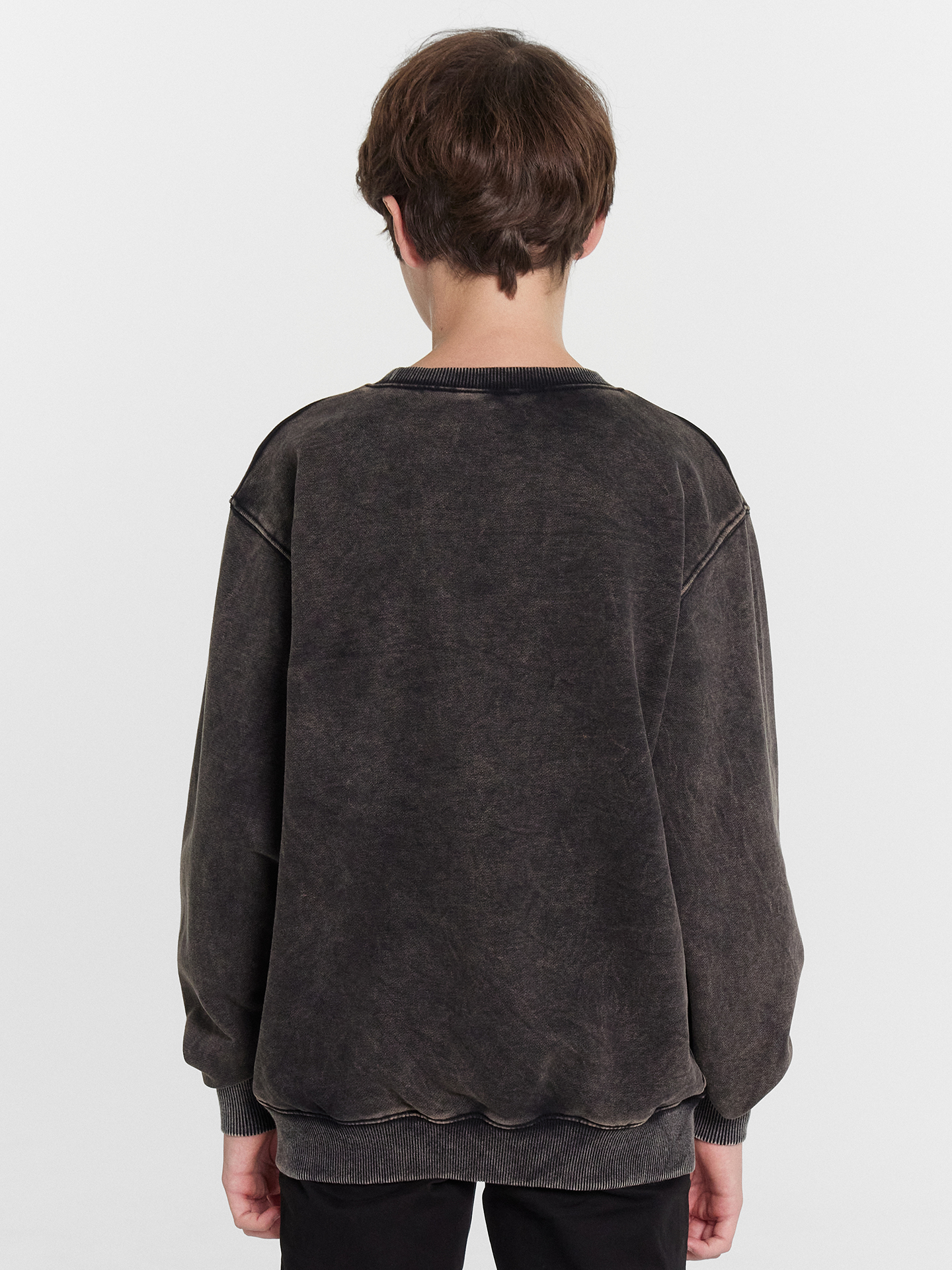 Свитшот Mark Formelle (Марк Формэль) 123431/1/ACID WASH черный +печать - фото 2