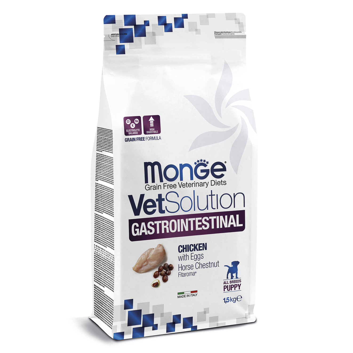 Корм для щенков диетический MONGE VetSolution Dog Gastrointestinal Гастроинтестинал при заболеваниях ЖКТ 1.5кг - фото 1