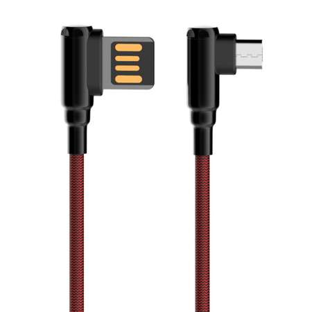 Кабель USB-MicroUSB LDNIO LS422 2м / 2.4 А / медь: 86 жил / угловой коннектор/ нейлоновая оплетка / красный