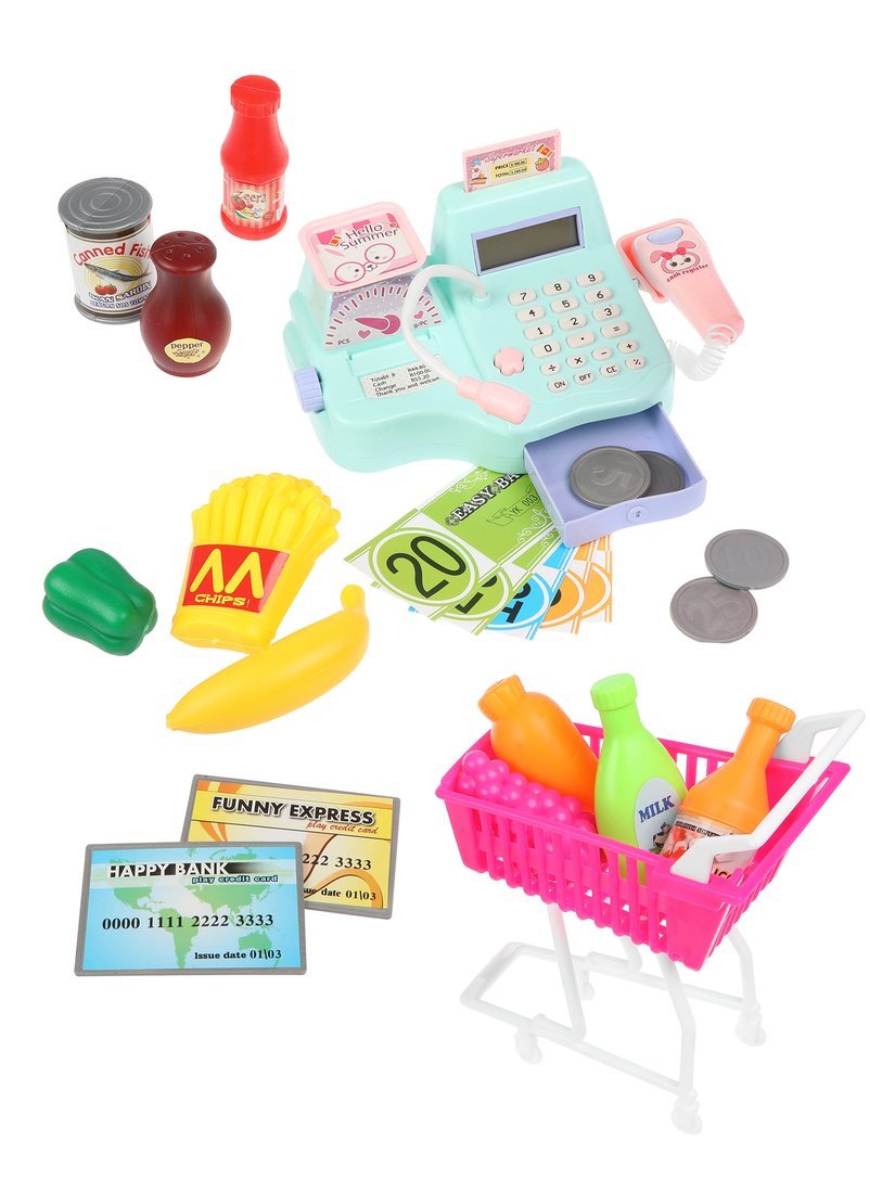 Игровой набор Наша Игрушка продукты, прилавок, касса, тележки и корзинки - фото 2