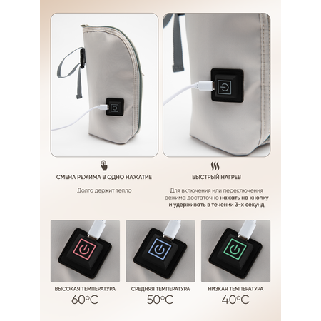 Портативный USB подогреватель Moro Baby Серый