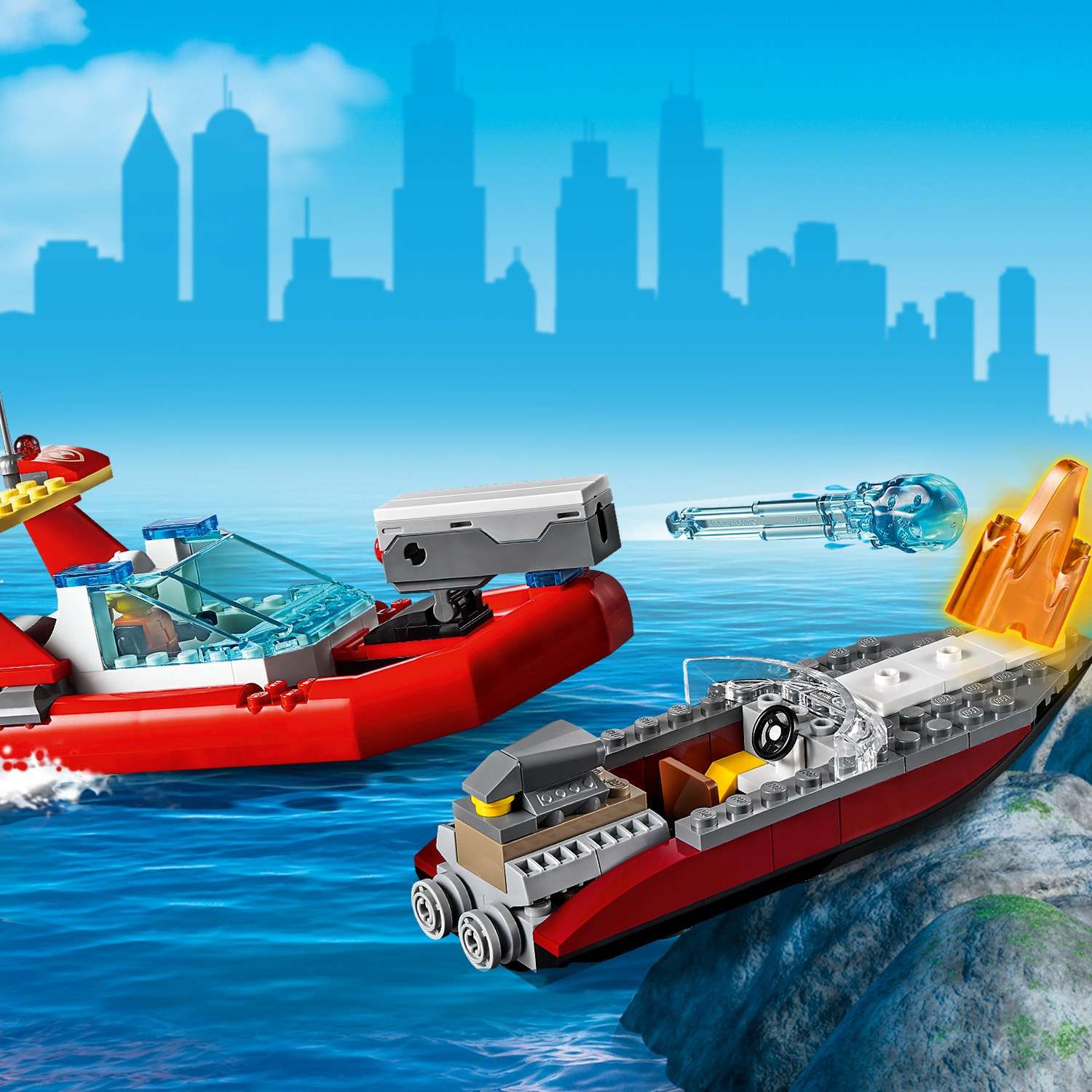 Конструктор LEGO City SeasidePolice and FireMission блочный - фото 6