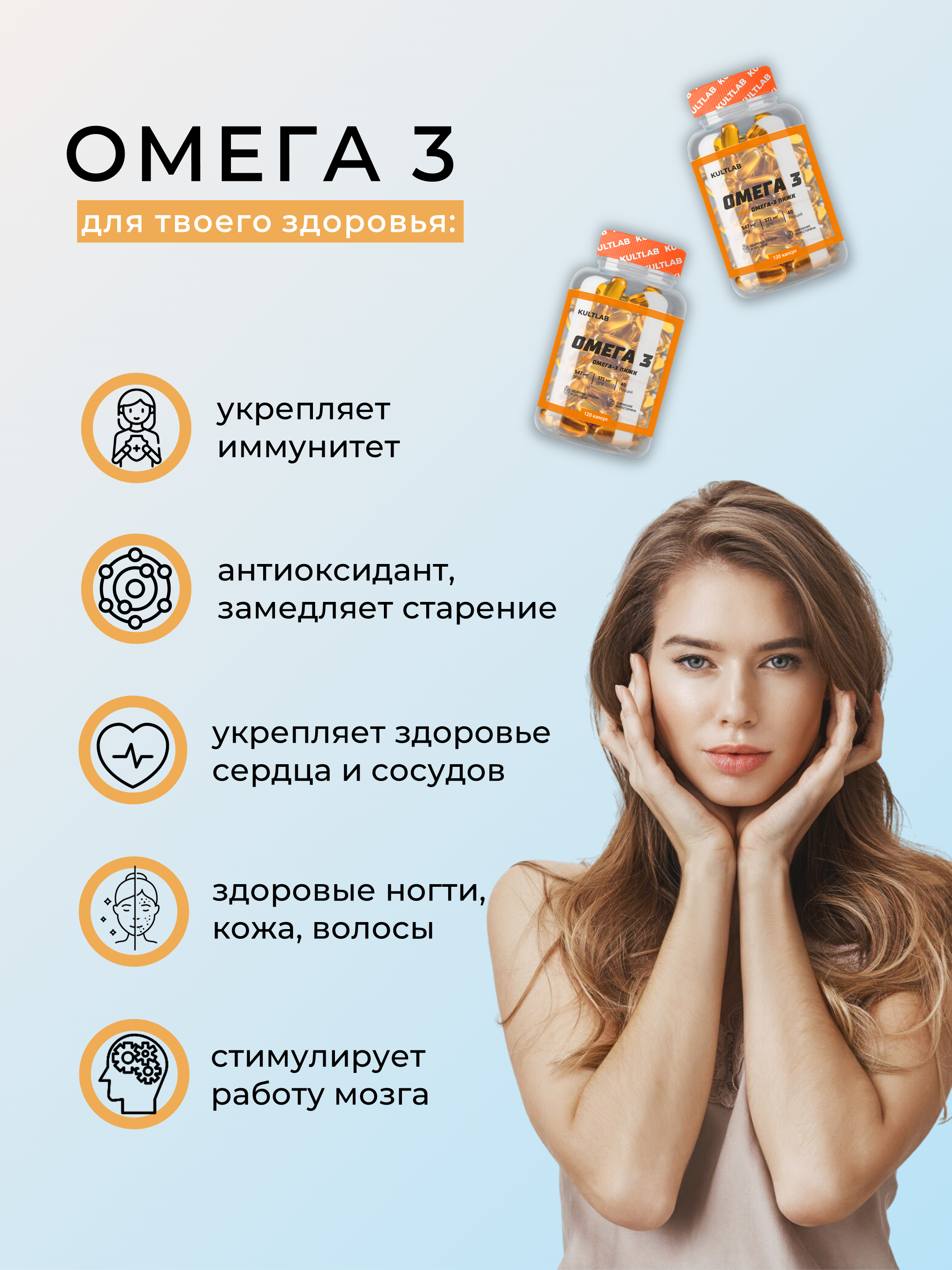 Витамины для сердца Kultlab Омега 3 1350 мг - фото 2