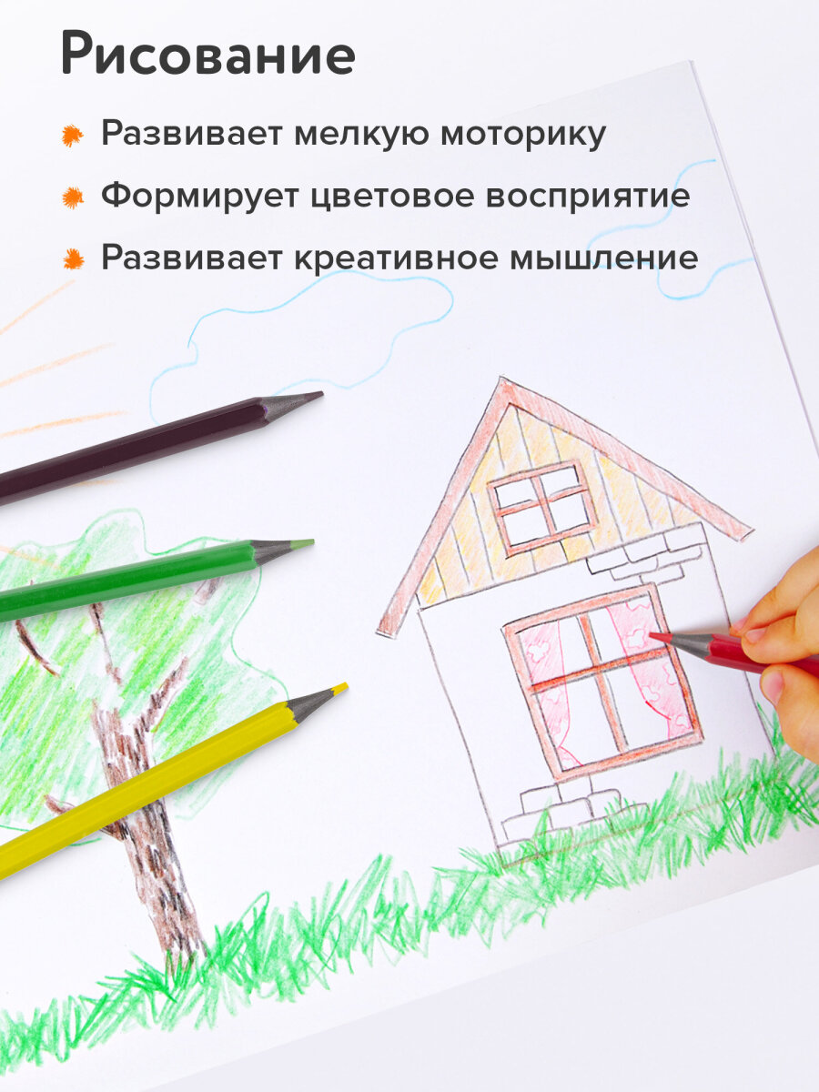 Карандаши цветные Пифагор 18 шт. - фото 4