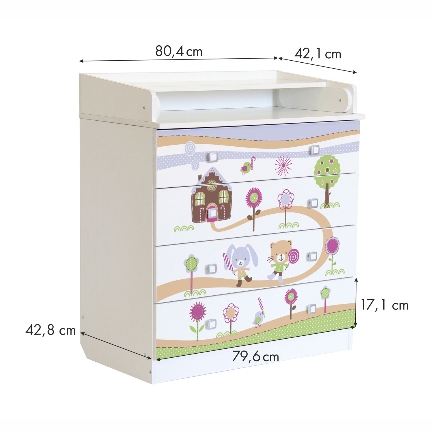 Комод Polini kids Simple 1580 Пряничный домик Белый - фото 5