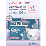 Трусики K-MOM Premium Care ультратонкие L (9-14 кг) 102 шт.