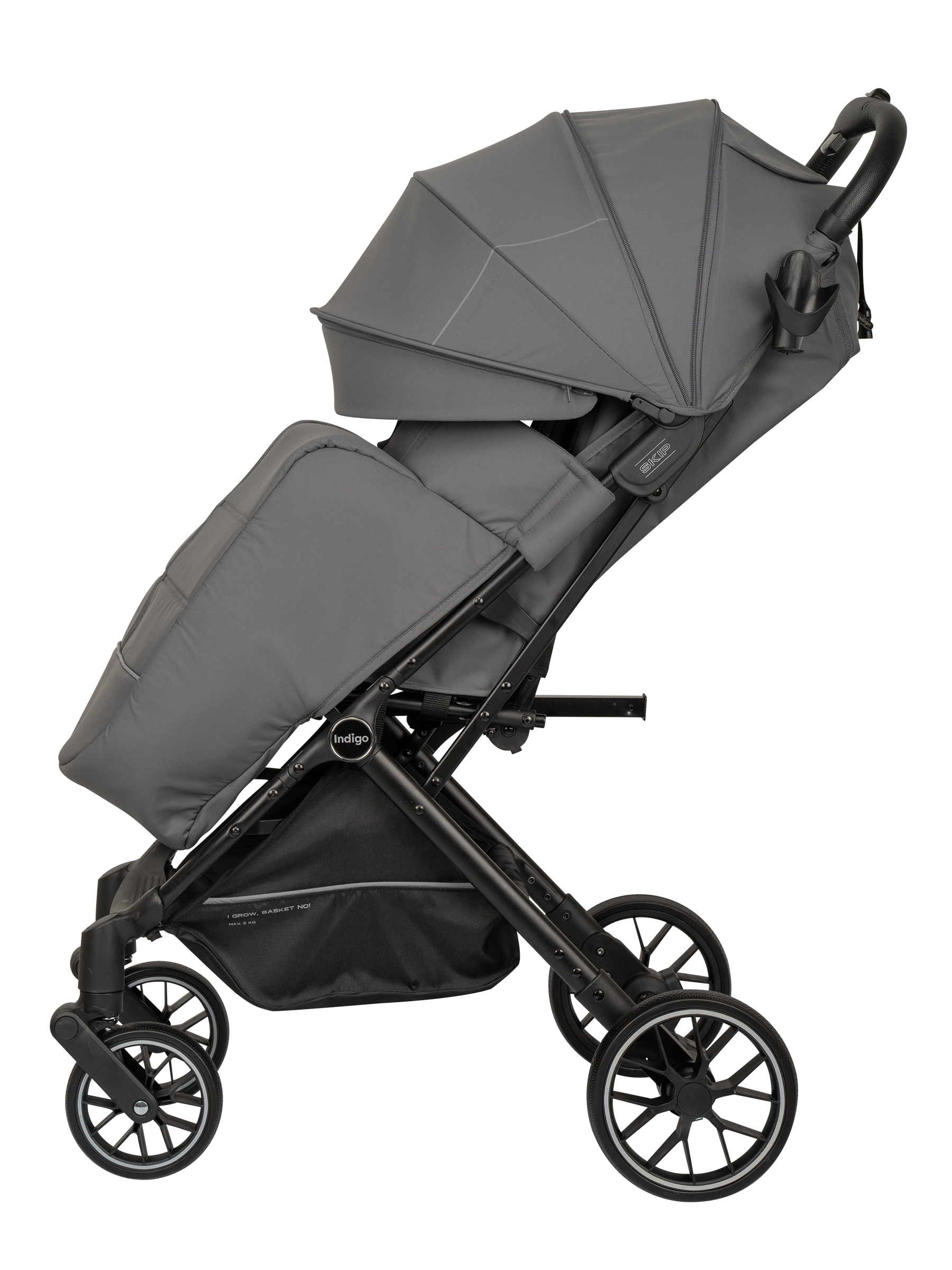 Коляска прогулочная Indigo Skip для путешествий, т.-серый серый - фото 15