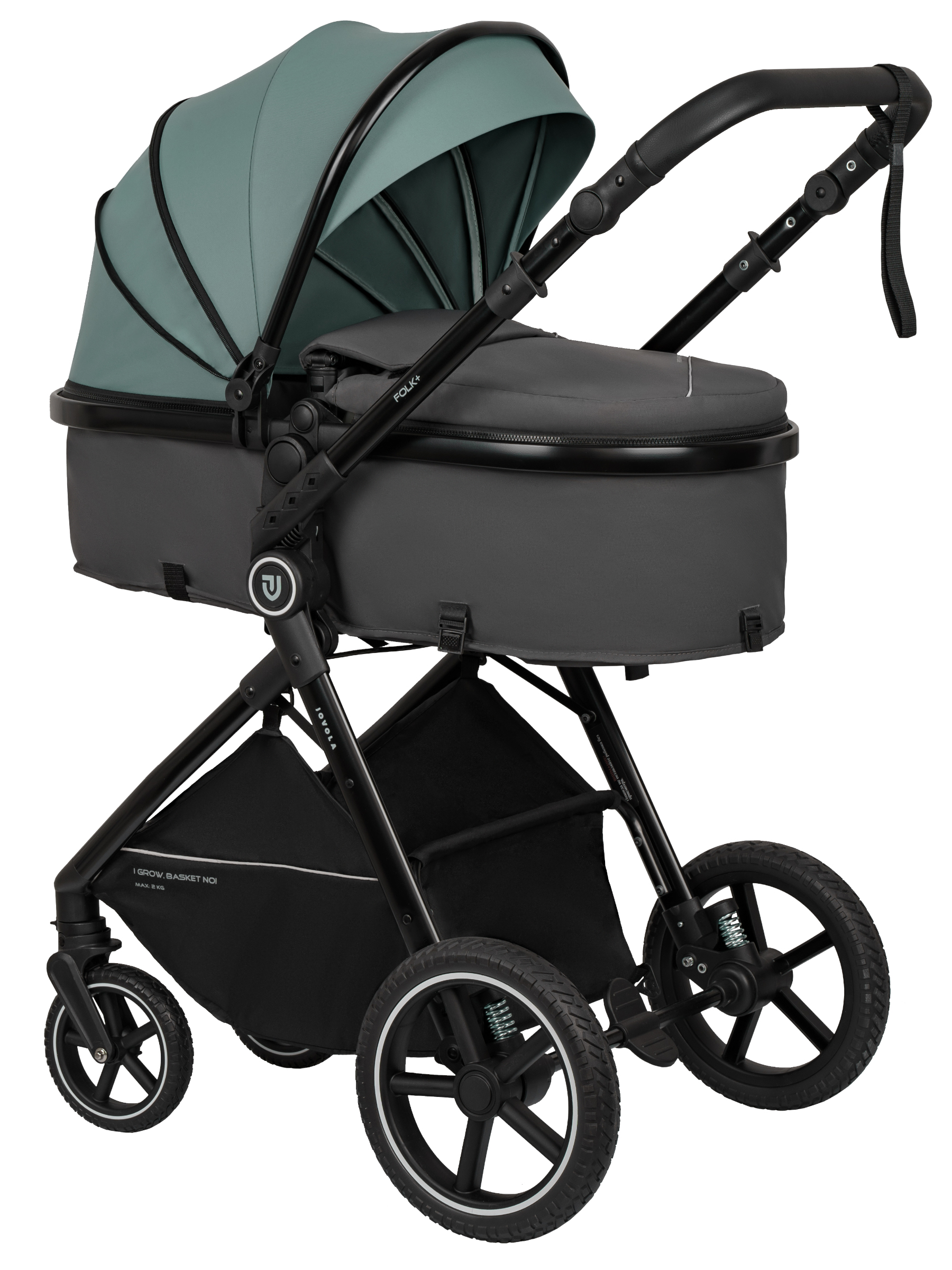 Коляска трансформер JOVOLA Folk+ 3в1 зеленый - фото 13
