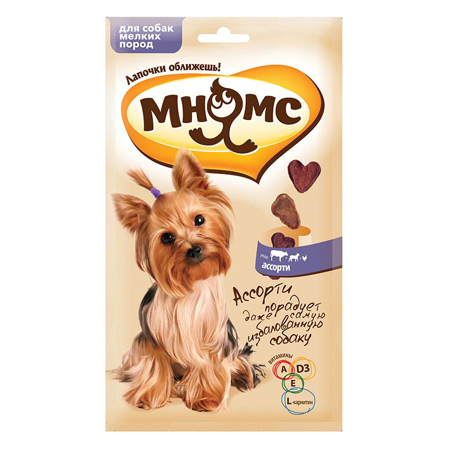 Лакомство для собак Мнямс для мелких пород ассорти говядина ягненок курица 60г - фото 1