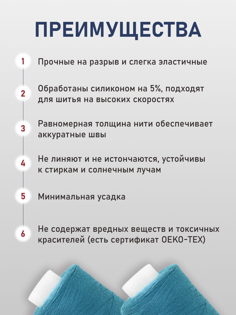Нитки для шитья 40/2 Bestex 10шт цв 110 - фото 3