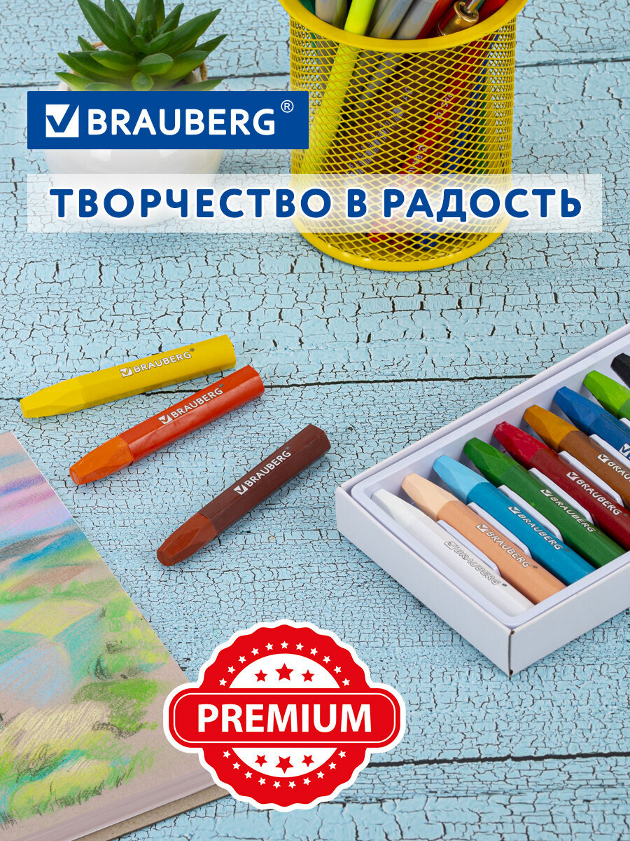 Пастель масляная Brauberg 12 шт. - фото 6