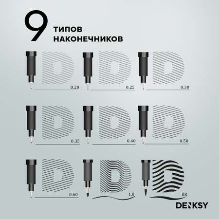 Ручка капиллярная DENKSY 9 шт.
