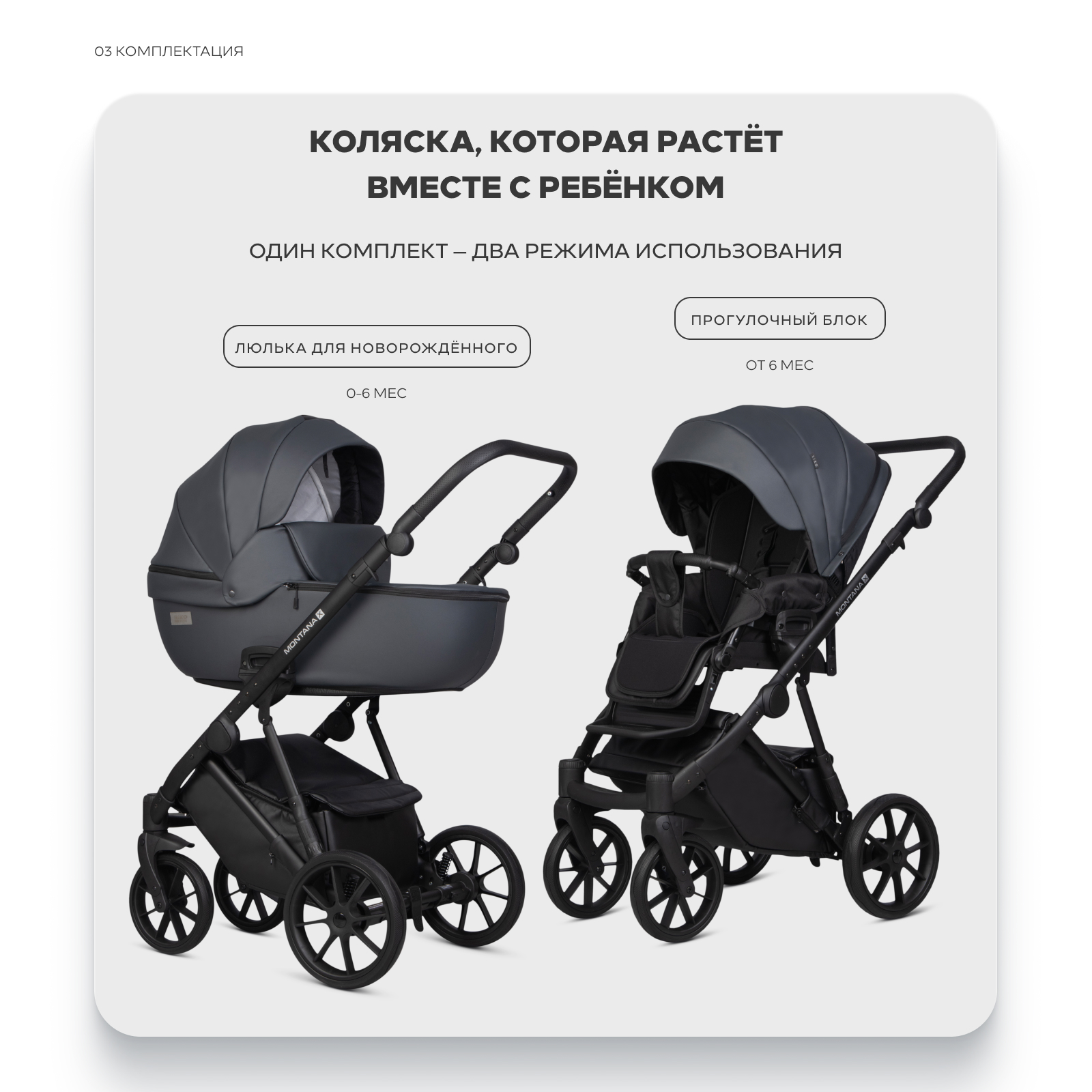 Коляска 2в1 Riko Basic Montana X Ecco серый - фото 2