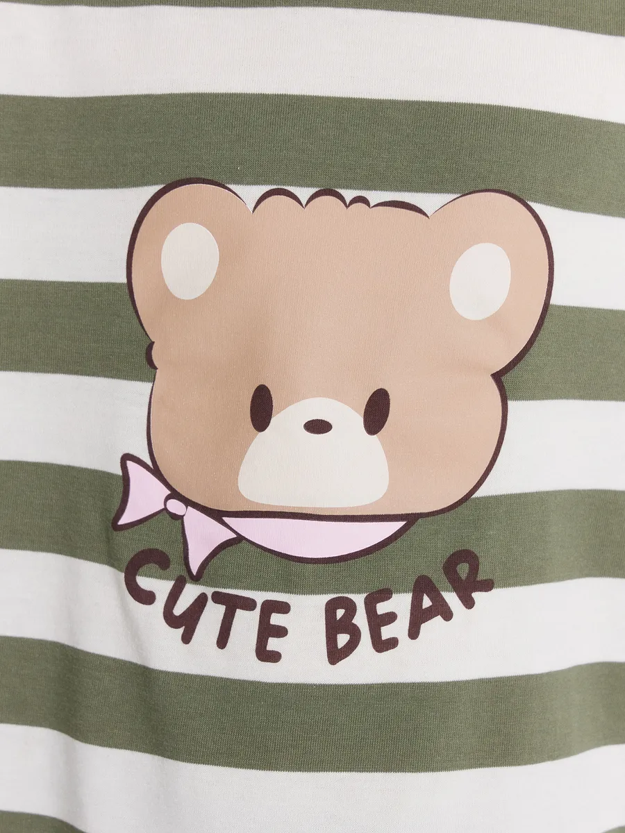 Пижама Mark Formelle (Марк Формэль) 567727/оливковая полоска на бежевом +печать - фото 7