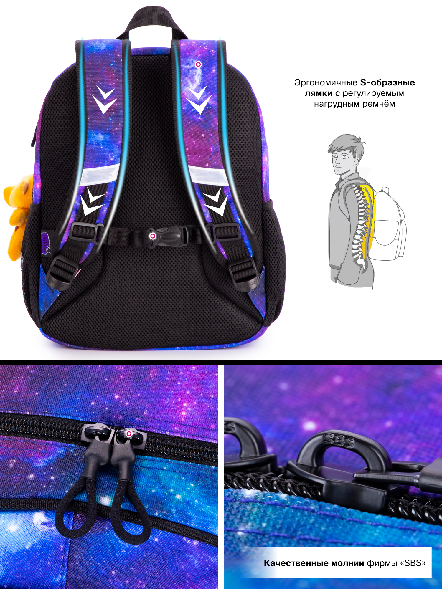 Рюкзак SkyName 17л анатомическая спинка+мишка - фото 12