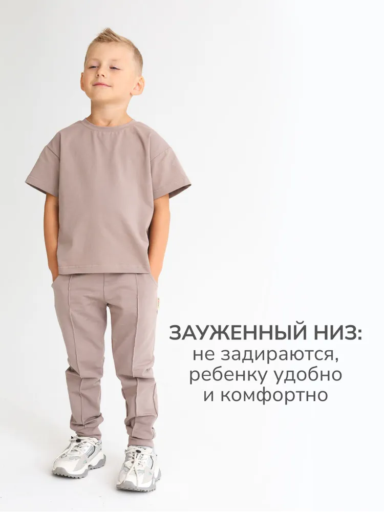 Брюки MINIDINO Т-Б-001/Д Брюки трикотажные со стрелками Base мокко - фото 3