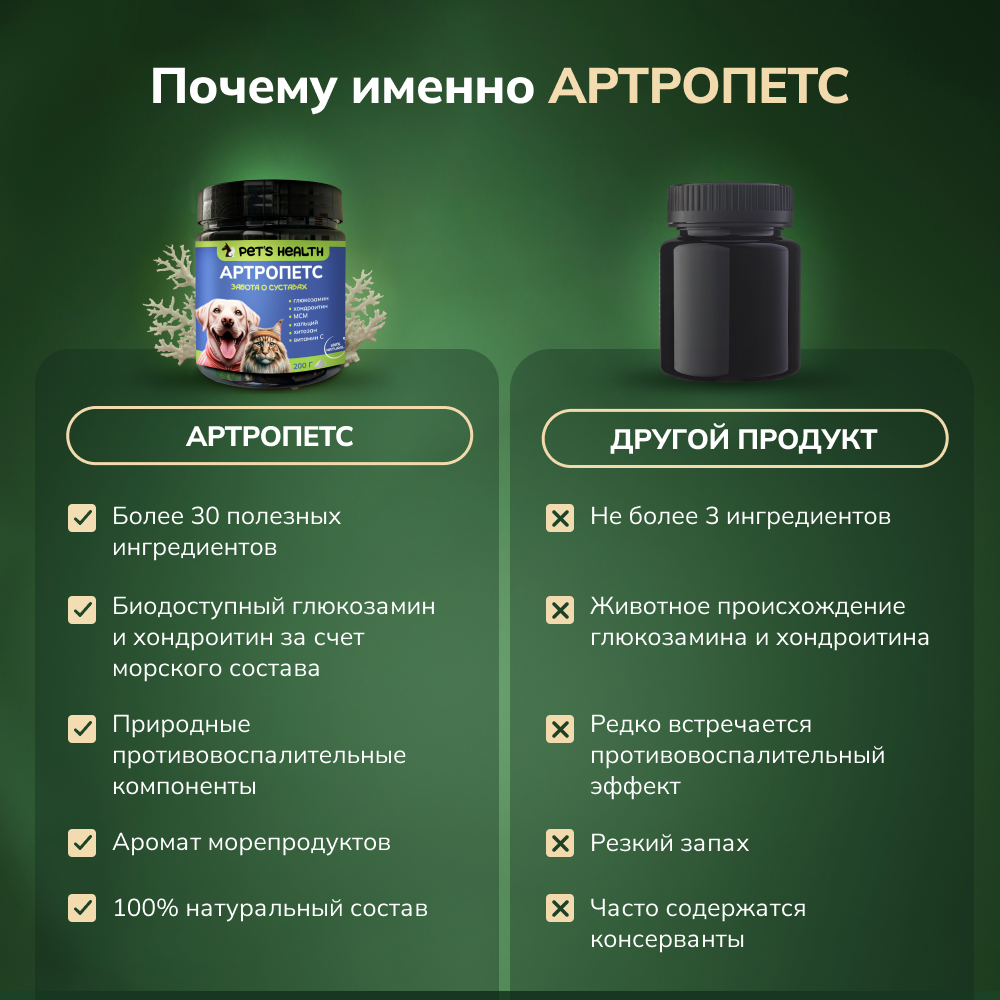 Корм для животных Pets health для укрепления костей и суставов собак и кошек глюкозамин хондроитин мсм - фото 5