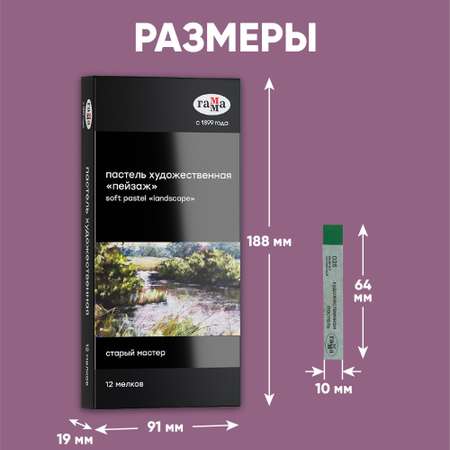 Пастель художественная сухая Gamma_ 12 шт.