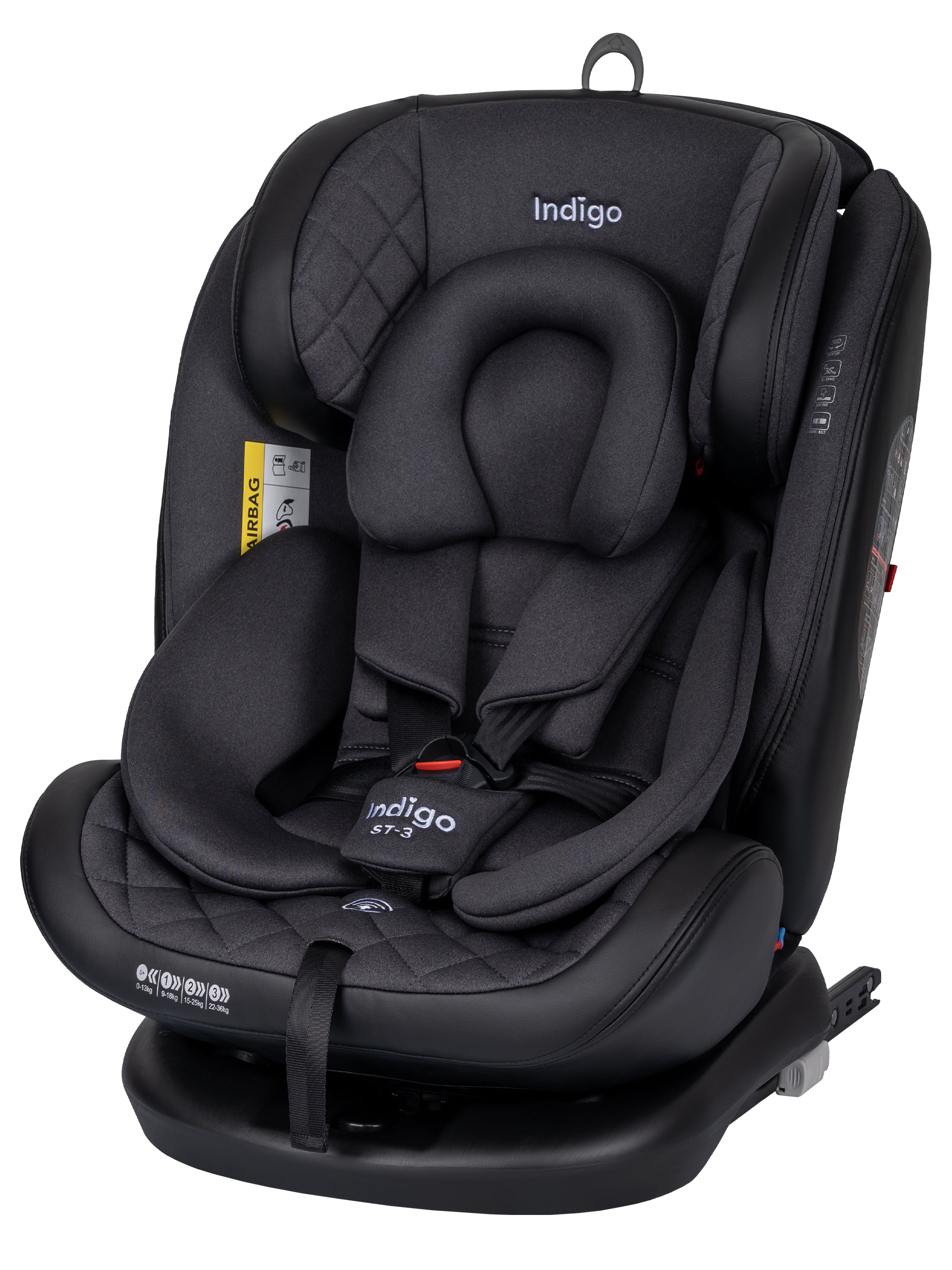 Автокресло Indigo Aero, черный Isofix 0+/1/2/3 (0-36 кг) - фото 2