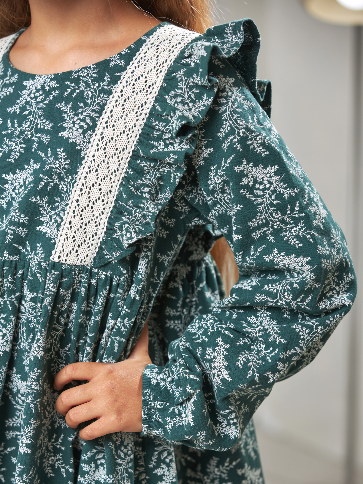 Платье MOUN платье_фланель/кружево_изумрудн - фото 15