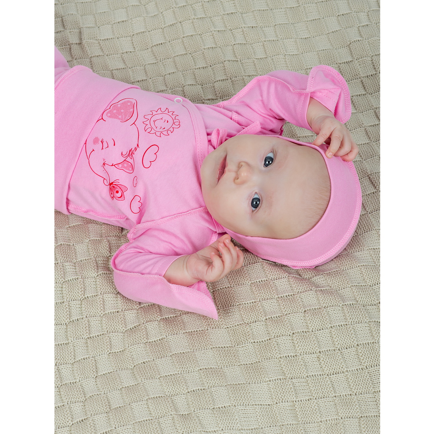 Комплект на выписку KiMMi Baby Кб-1308730п розовый слоник - фото 3