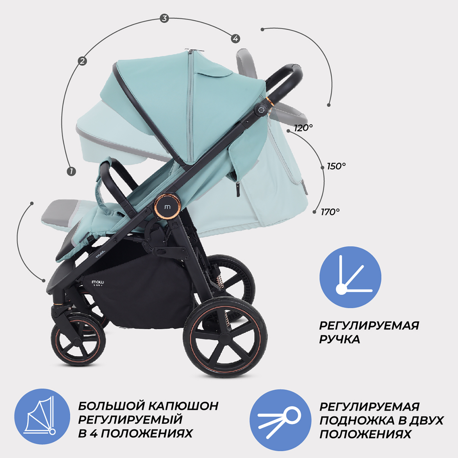 Коляска прогулочная MOWbaby Trail - фото 2