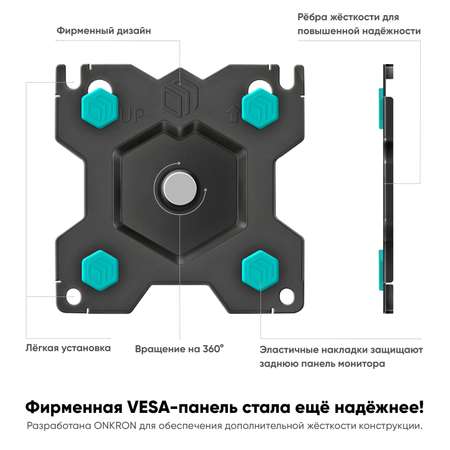 Кронштейн настольный ONKRON G90 для монитора 13-34 черный