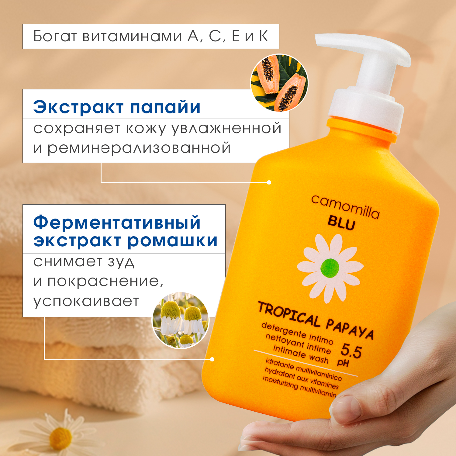 Гель для интимной гигиены Camomilla BLU tropical papaya - фото 3