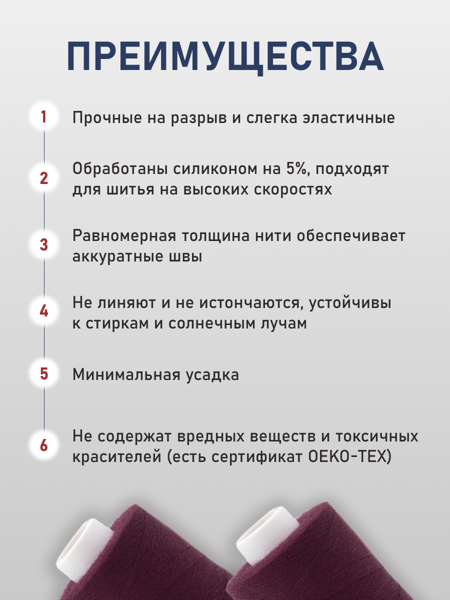 Нитки для шитья 40/2 Bestex 10шт цв 250 - фото 3