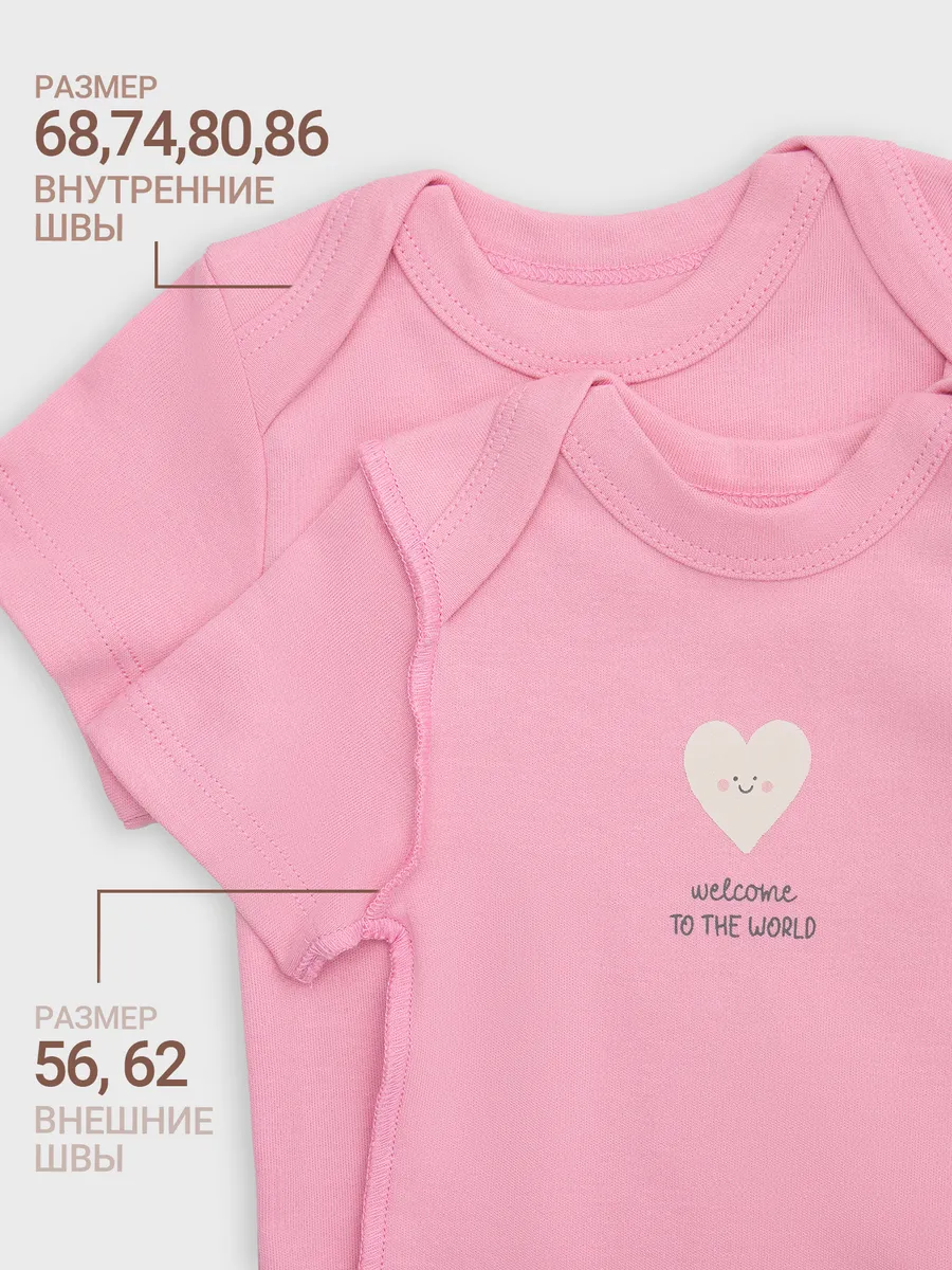 Боди 2 шт Mark Formelle (Марк Формэль) 13015-1-2/сердечки на молоке +розовый - фото 11