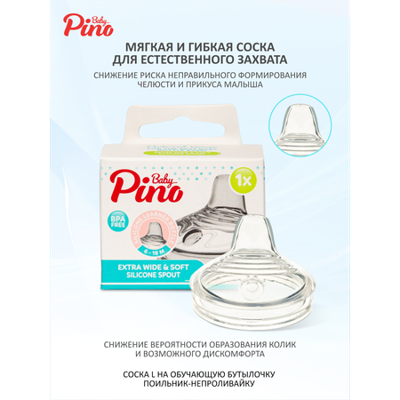Соска Baby Pino Anti-Colic силикон L (быстрый поток) 1 шт.