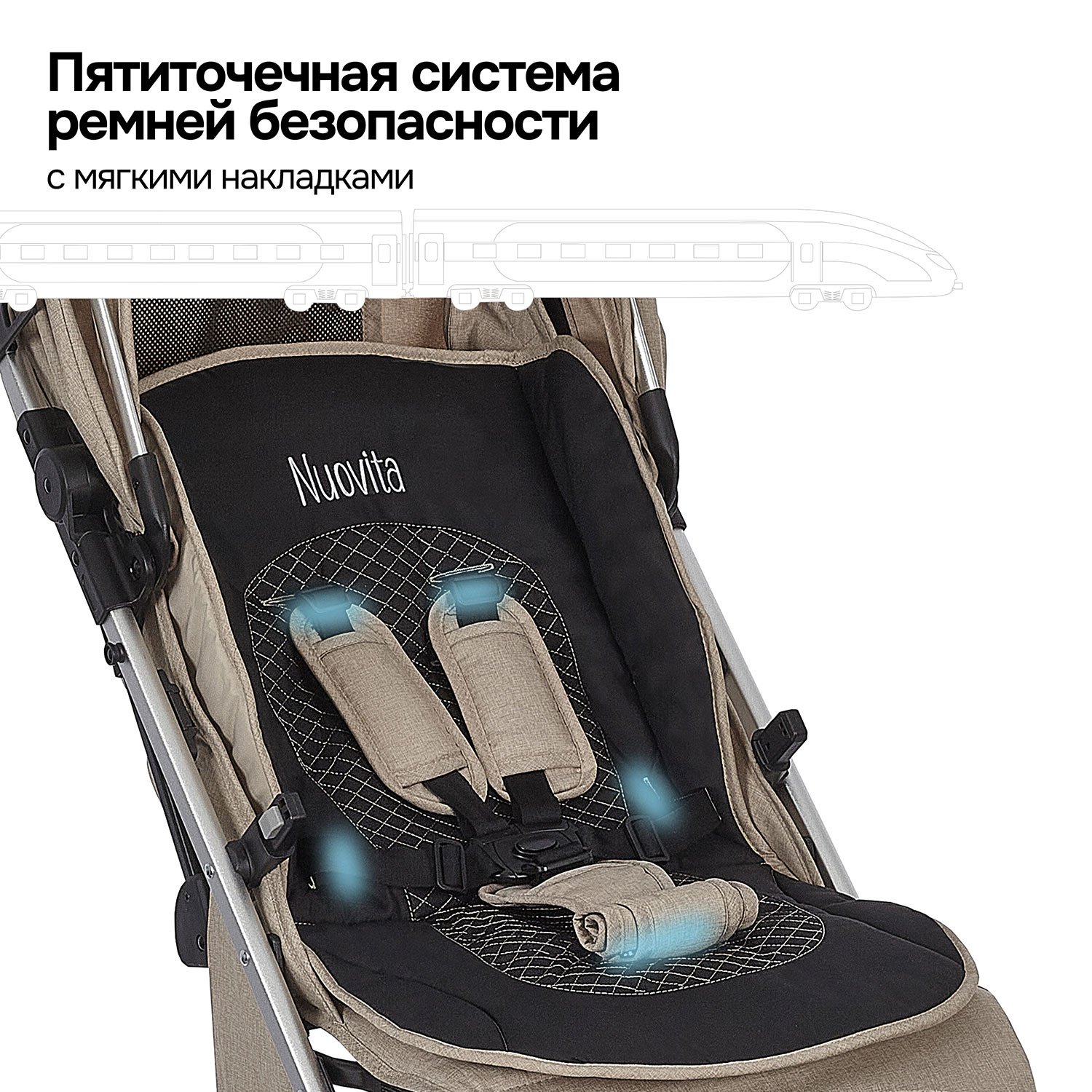 Коляска прогулочная Nuovita Giro Lux бежевый - фото 25