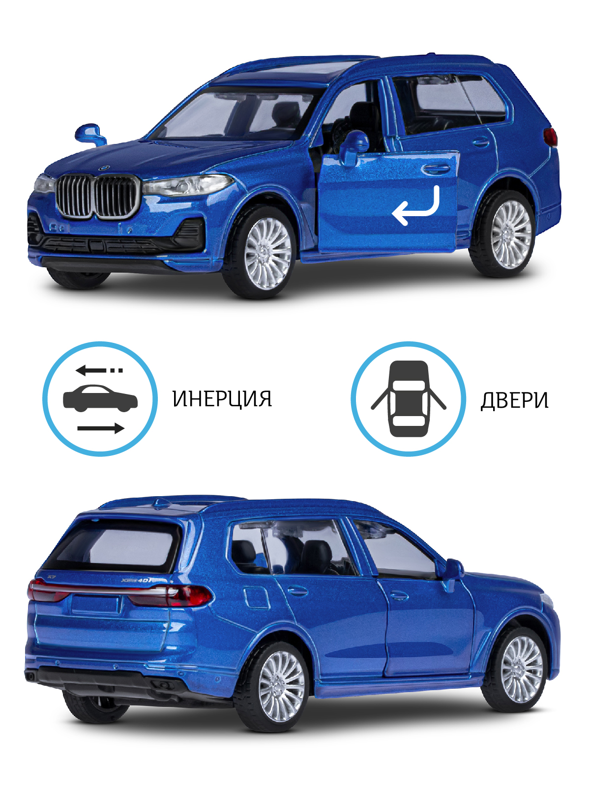 Внедорожник АВТОпанорама BMW X7 1:44 JB1251257 - фото 2