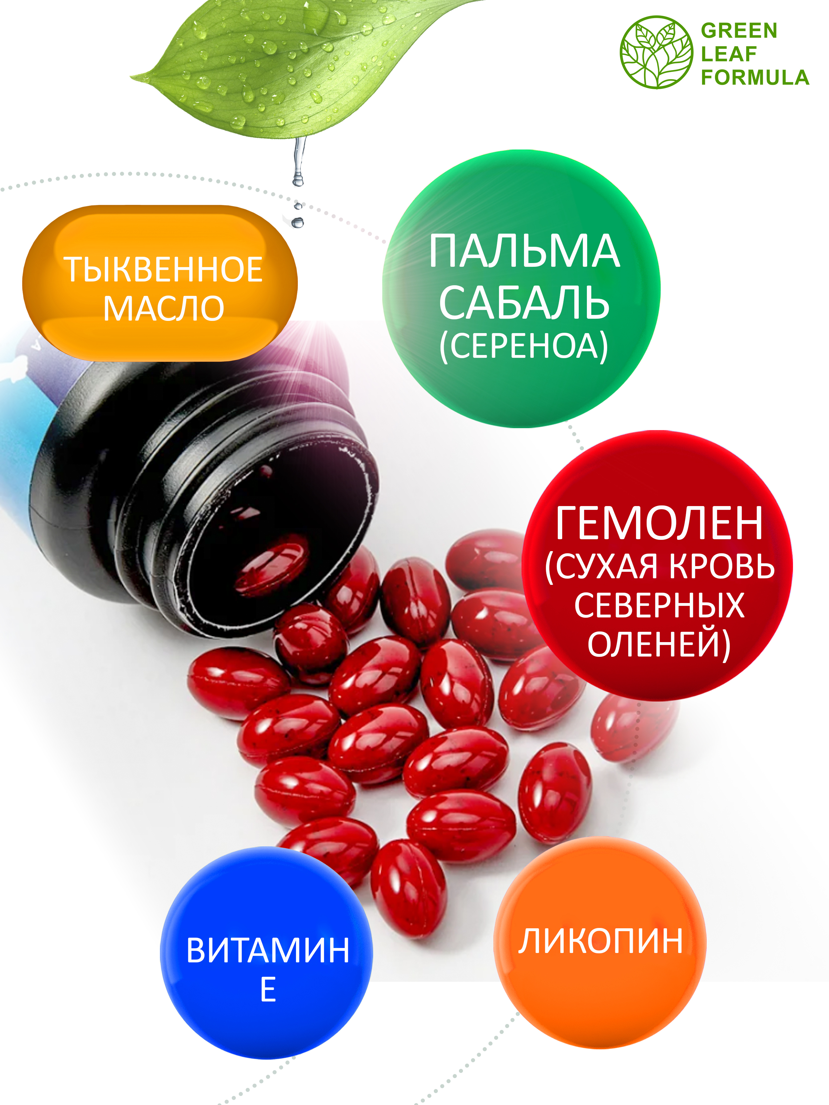 Витамины для мужчин Green Leaf Formula для репродуктивной системы для повышения тестостерона для иммунитета - фото 3