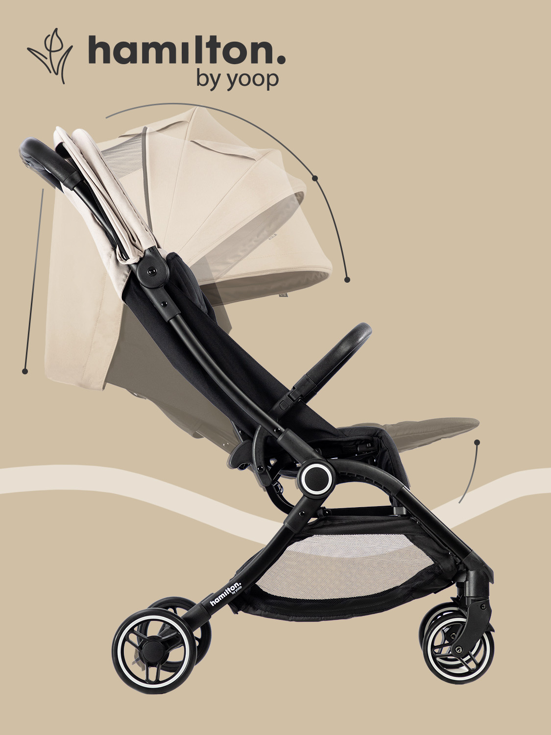 Коляска прогулочная Hamilton by Yoop S2 бежевый - фото 4