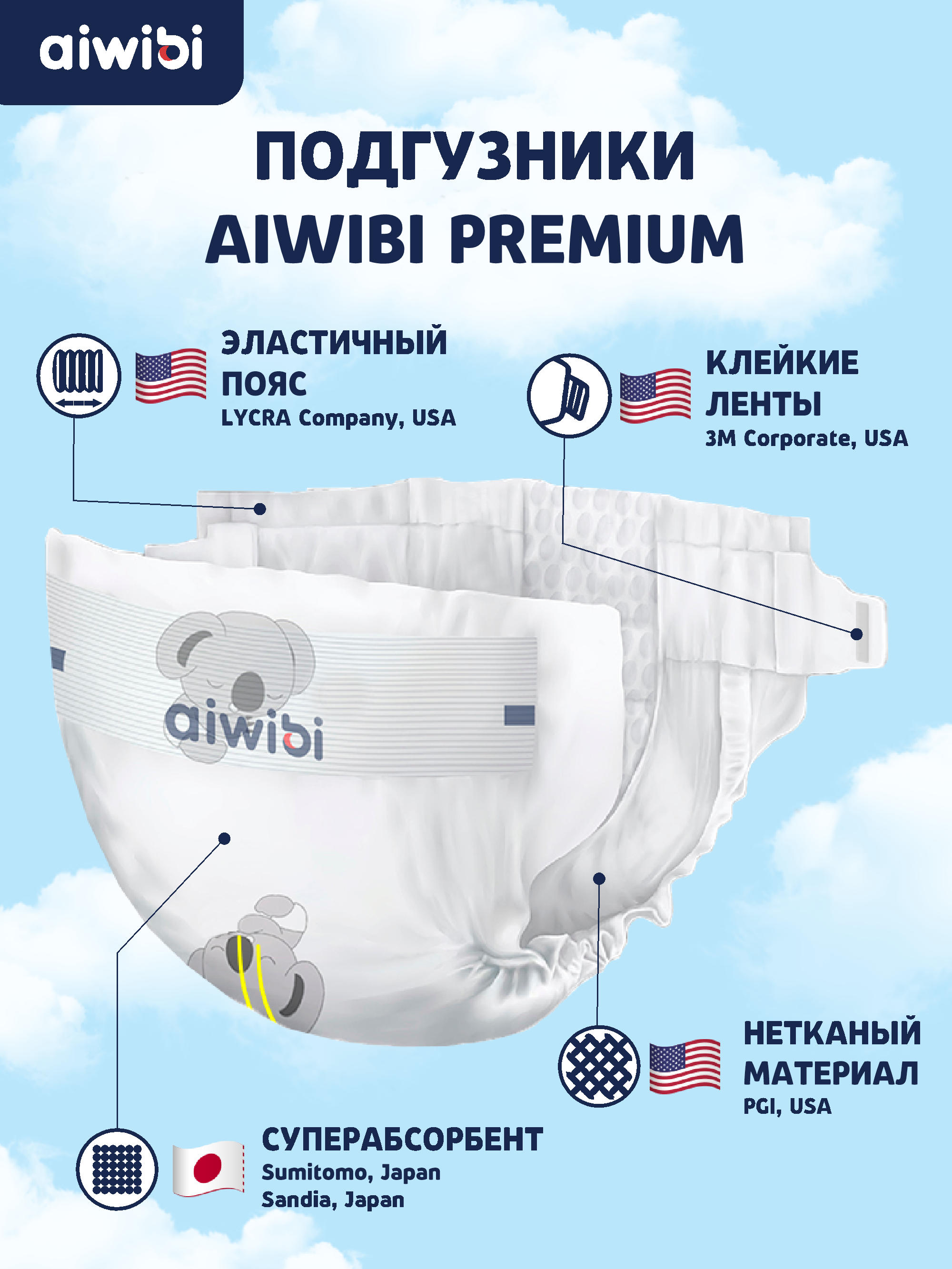 Подгузники AIWIBI Premium XL 48 шт. - фото 2