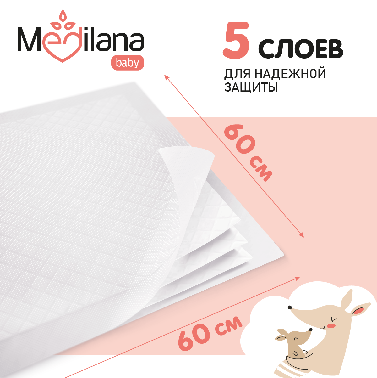 Пелёнки одноразовые MEDILANA 60х60 см 30 шт. - фото 3