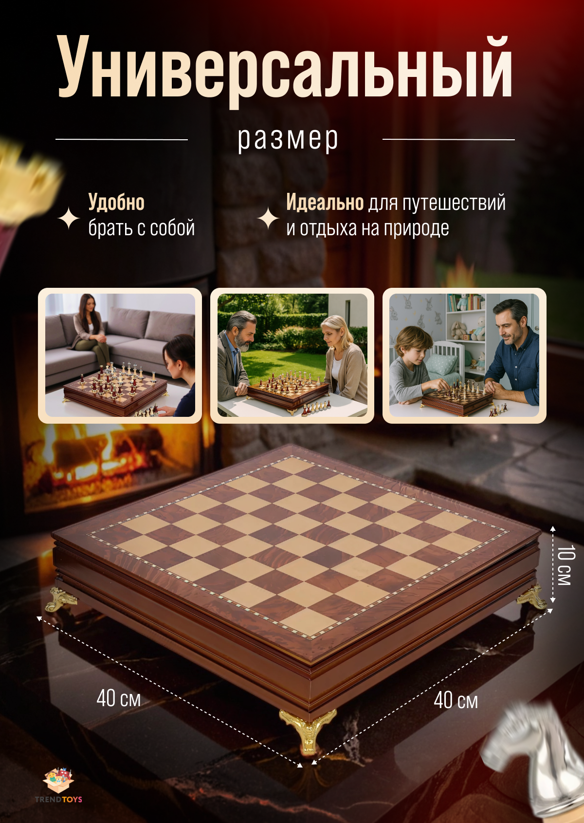 Настольная игра TrendToys Шахматы деревянные, подарочные - фото 5