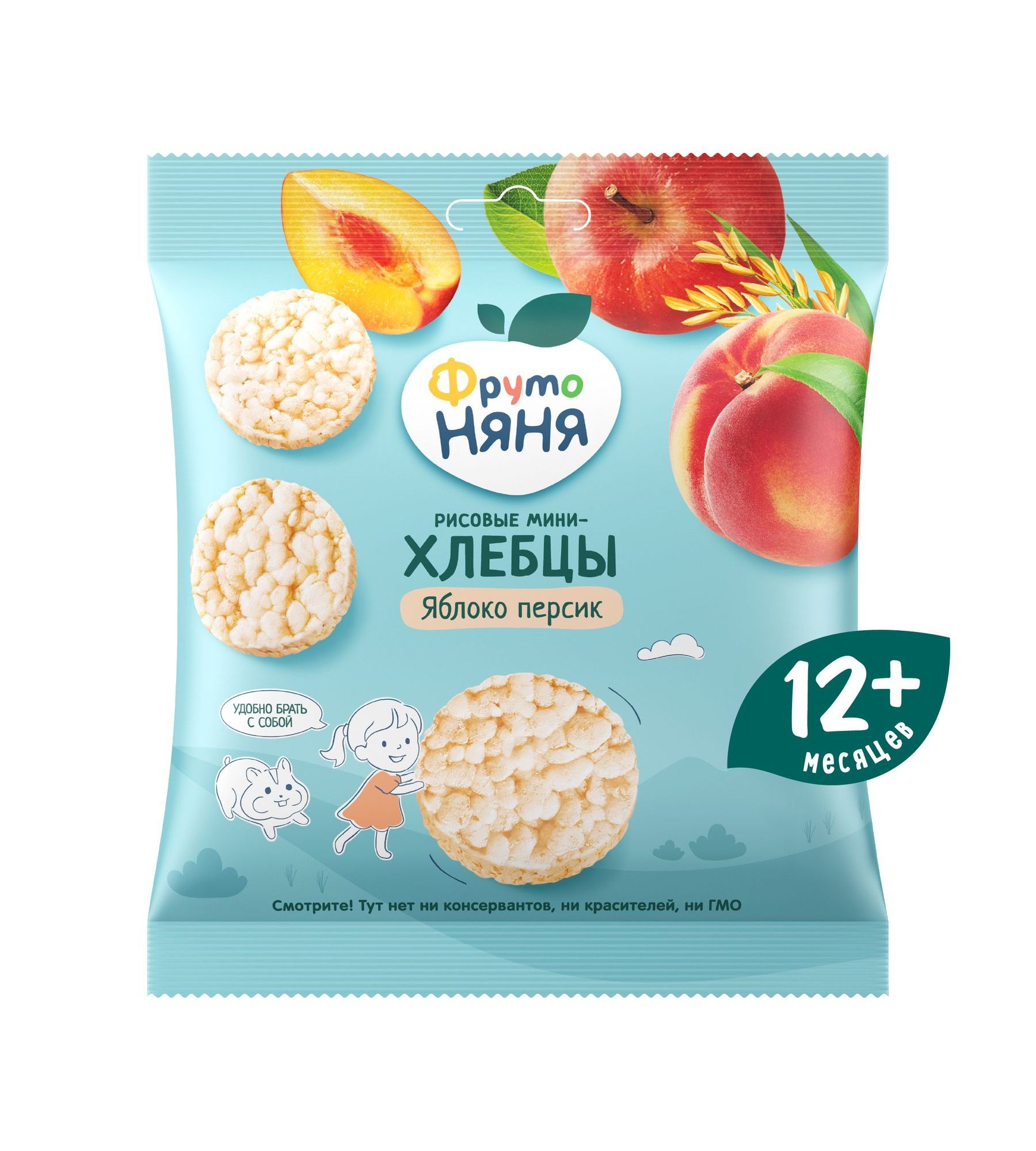 Хлебцы ФрутоНяня рисовые яблоко-персик с 12 мес 30 г - фото 1