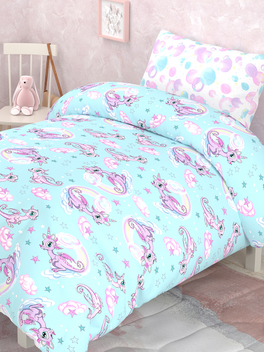 Комплект постельного белья BRAVO kids dreams Единорог простыня на резинке полутораспальный 3 предм. - фото 1