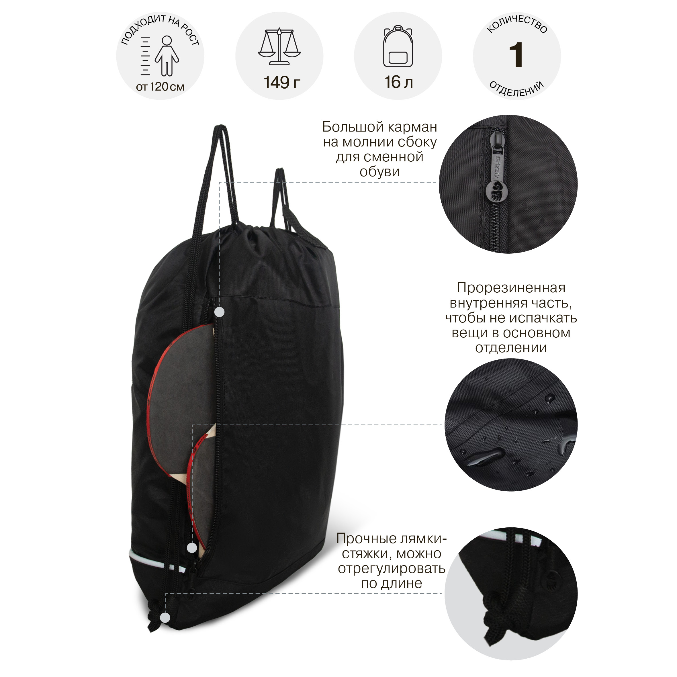 Мешок для обуви Grizzly Глаз - фото 7