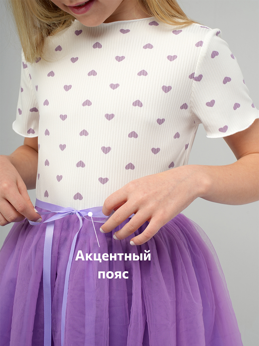 Платье HappyFox HFI3284белый.сиреневый - фото 4