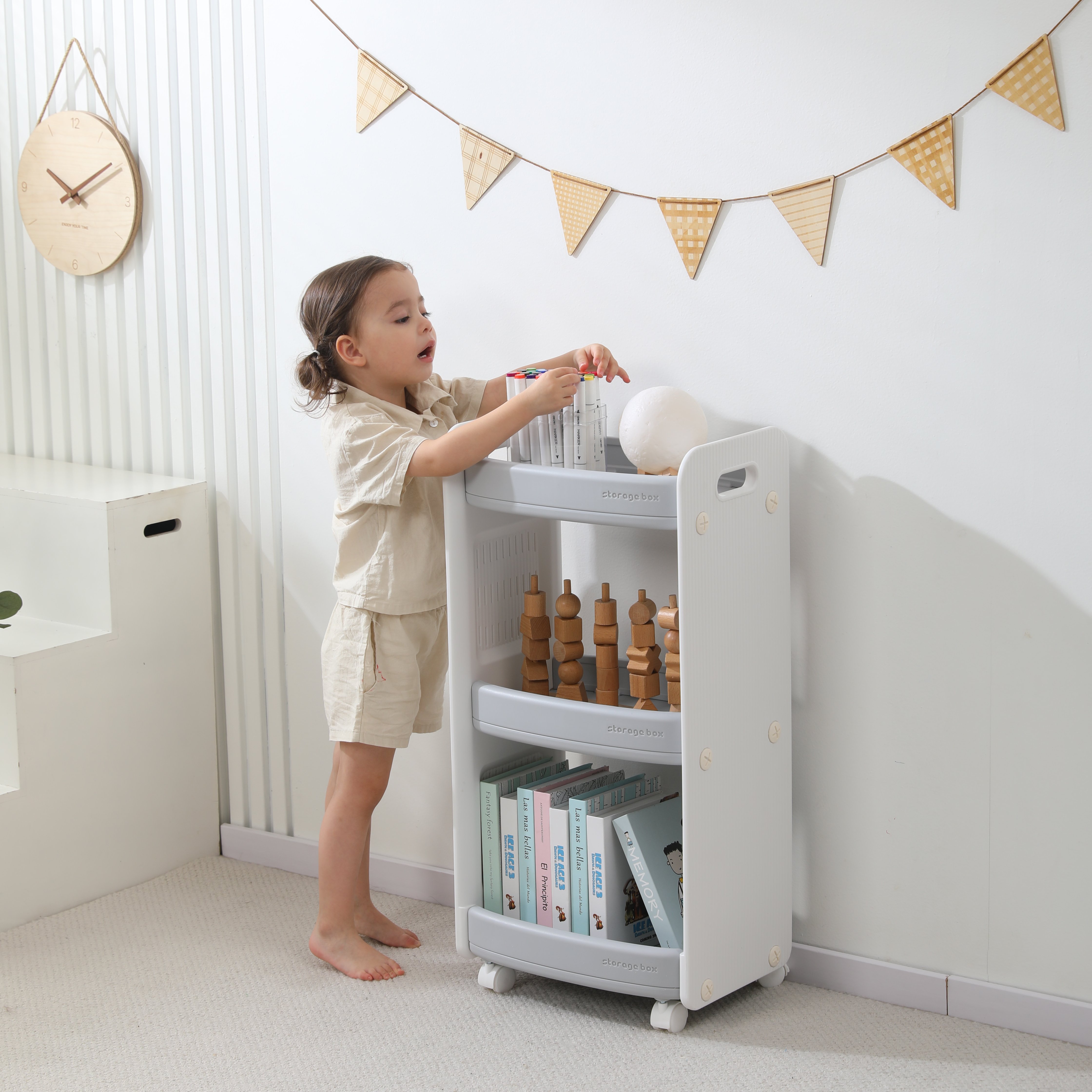 Тумба-стеллаж UNIX Kids Storagebox 3 levels Grey - фото 12