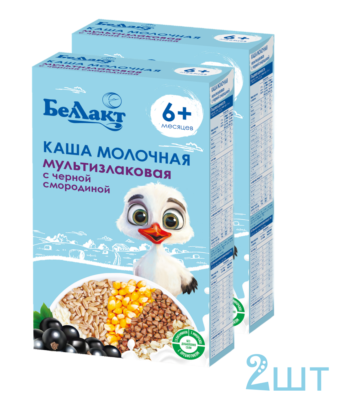 Каша молочная сухая Беллакт мультизлаковая с черной смородиной с пребиотиком 250г Х2 - фото 2
