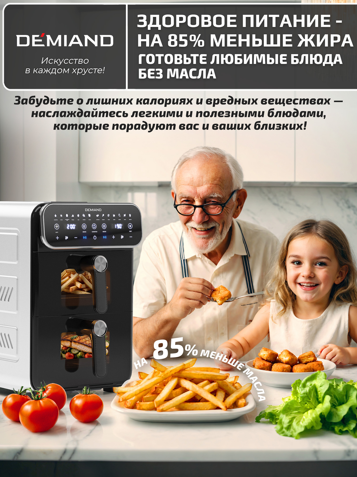 Аэрогриль DEMIAND Duos с Wi-Fi 14 л - фото 17