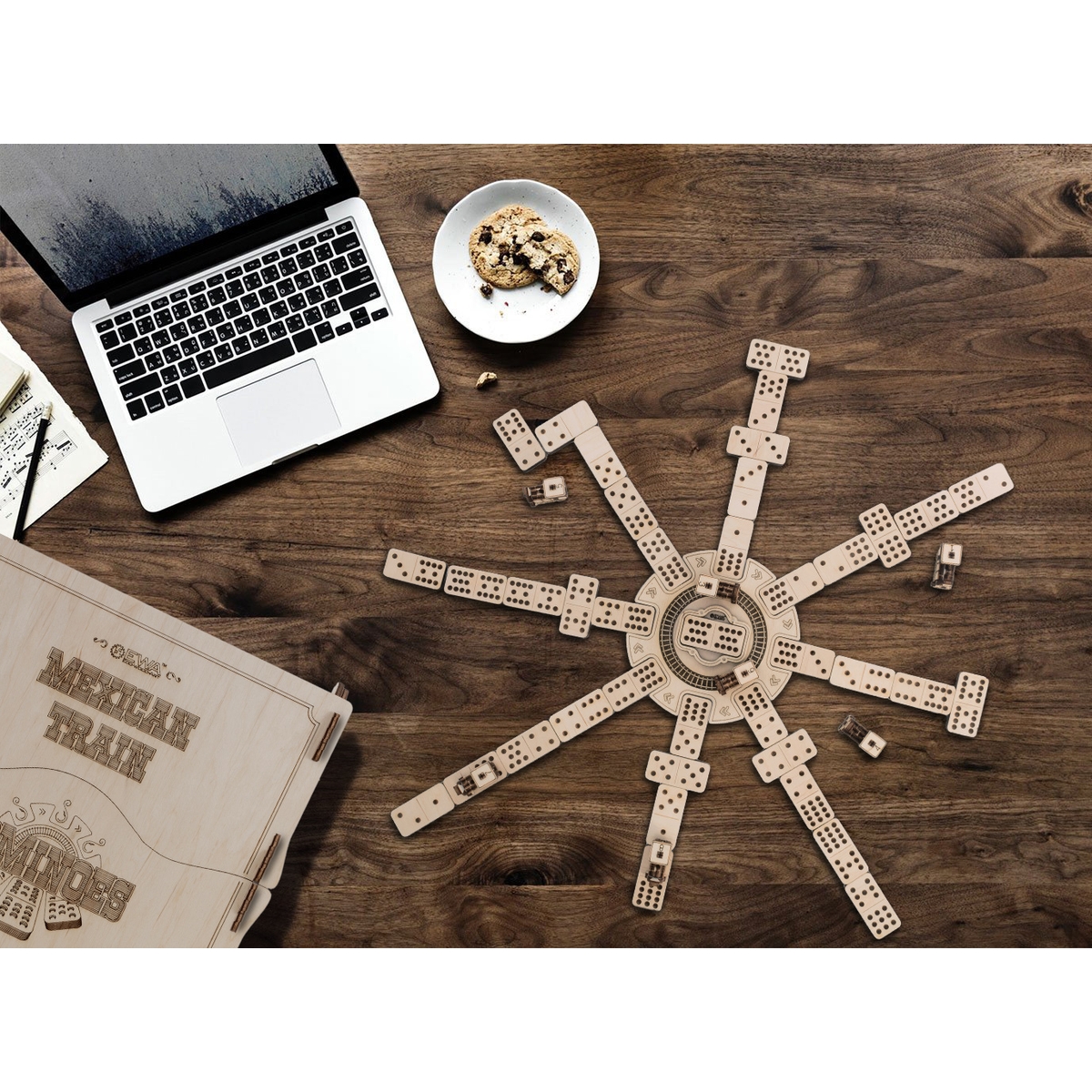 Конструктор Eco Wood Art Домино Мексиканский поезд деревянный - фото 6