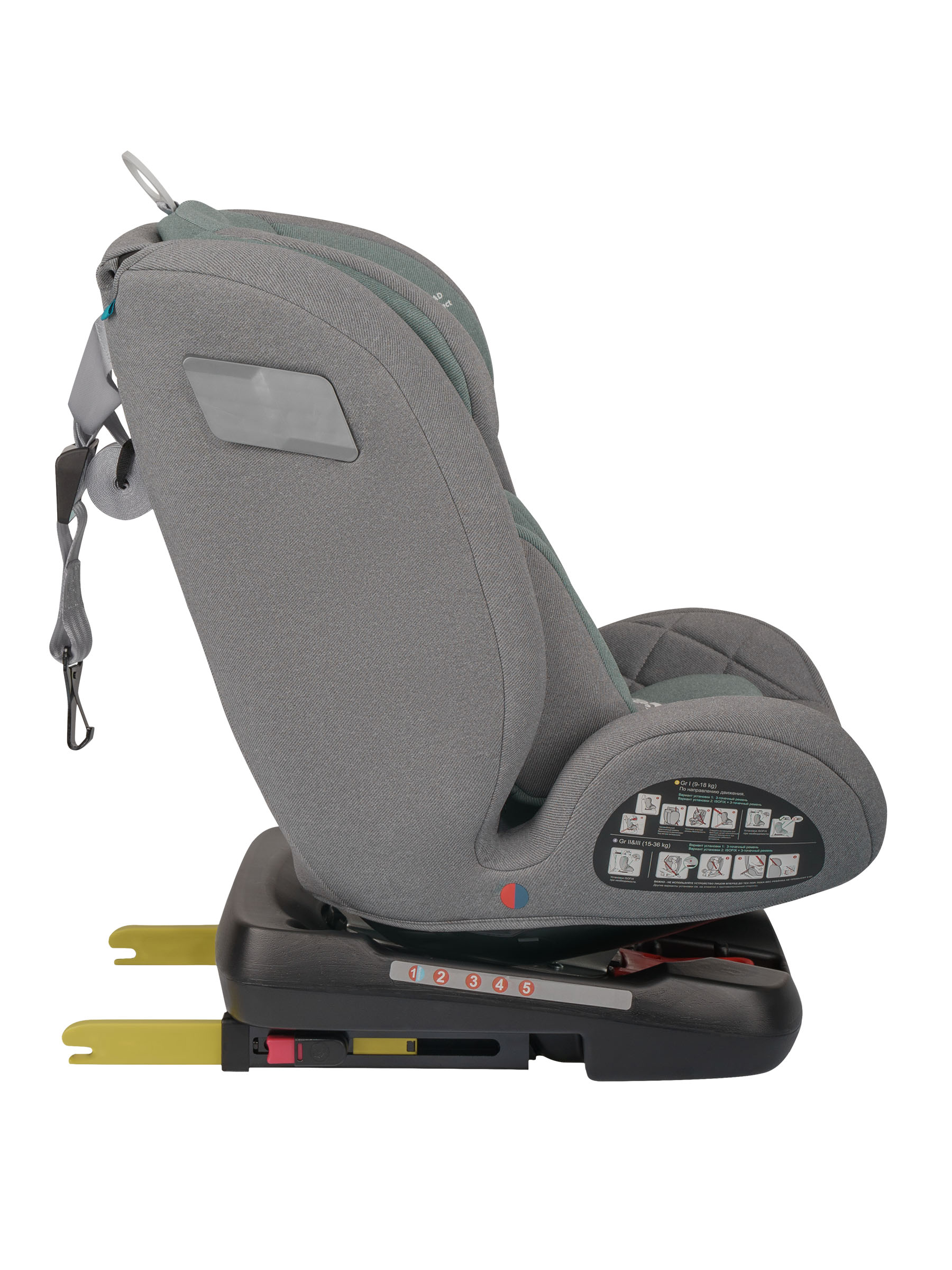 Автокресло Indigo Tourneo S серый-зеленый Isofix 0+/1/2/3 (0-36 кг) зеленый - фото 21