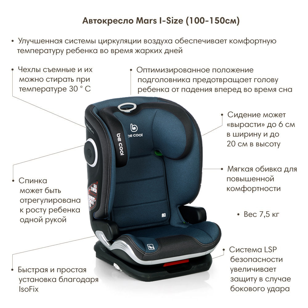 Автокресло Be Cool Petrol Isofix 2/3 (15-36 кг) синий - фото 4