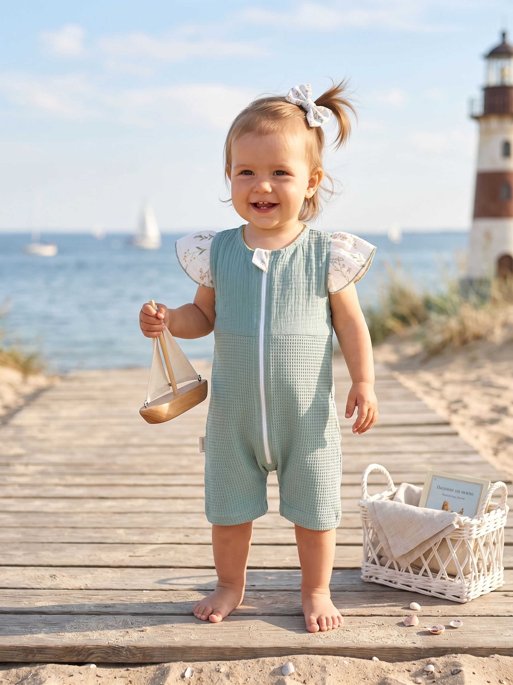 Песочник ТРИЯ 932 интерлок(вафли) зеленый муслин "ботаника" - фото 8